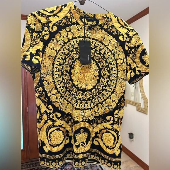 Men's Versace barocco print organic cotton T-shirt size small made in Italy - Picture 1 of 6